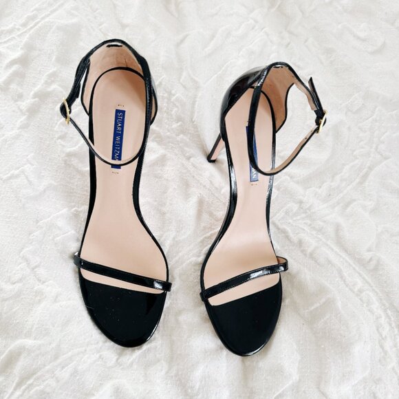 Stuart Weitzman Nudist 80 Patent Leather Naked Sandals Size 11 - Picture 7 of 9